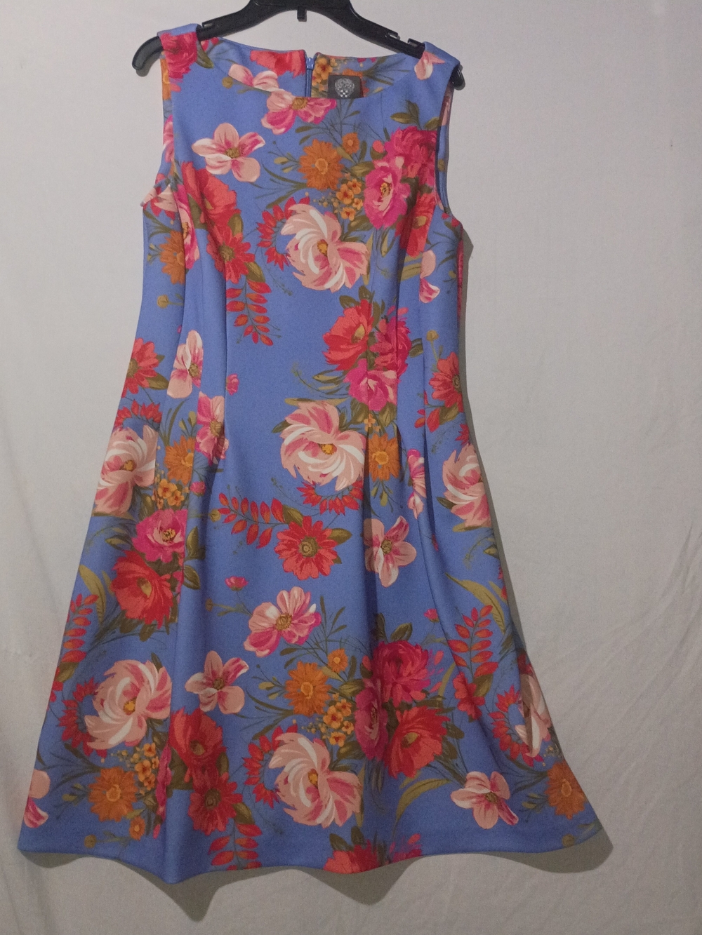 Vince Camuto Periwinkle Blue Floral Sleeveless Fit-and-Flare Dress